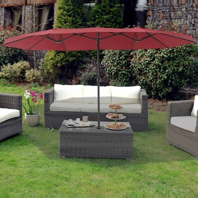 15ft Double-Side Patio Umbrella - Extra Large Outdoor Market Umbrella with Crank & Ventilation