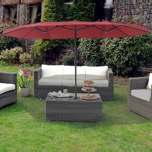 15ft Double-Side Patio Umbrella - Extra Large Outdoor Market Umbrella with Crank & Ventilation - 1 of 4