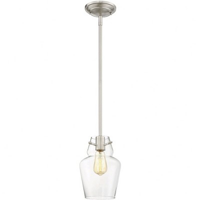 Vintage Satin Nickel Mini Pendant with Clear Glass Shade