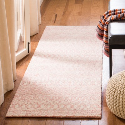 Hand-Tufted Pink and Ivory Wool Runner Rug, 2'3" x 9'