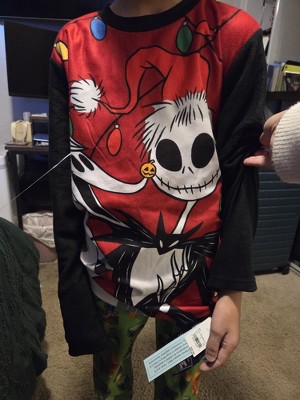 Boutique Jack Skellington Nightmare Before Christmas Boys Long Sleeve Button-Up Shirt – White Cotton Blend