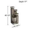 Four Tier 40 1/2" High Large Rustic Indoor Outdoor Decor Faux Stone Floor Fountain with Light LED Cascading Outside Garden Patio - 4 of 4