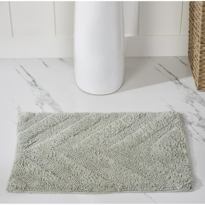 Hugo Bath Rug 100% Premium Cotton Tufted Chevron & Solid Pattern Bathmats for Bathroom, Soft Absorbent Machine Washable Floor Bathmat