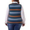 Agnes Orinda Women's Plus Size Sleeveless Casual V-Neck Striped Knit Sweater Vests - 4 of 4