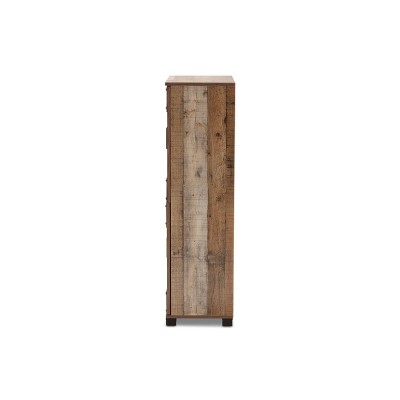 Rustic Brown 47" Wood Shoe Cabinet with Industrial Accents