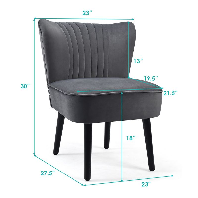 Costway Set of 2 Armless Accent Chair Upholstered Leisure Chair Single Sofa Turquoise\Stone Grey\ Dark Grey, 3 of 11