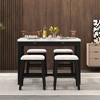 Whisen Modern 5-Piece Faux Marble Versatile Bar Table Set with Storage Drawers and Padded Stools - 2 of 4