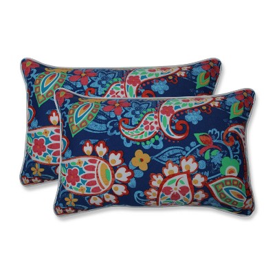 2pk Paisley Party Rectangular Throw Pillows Blue - Pillow Perfect