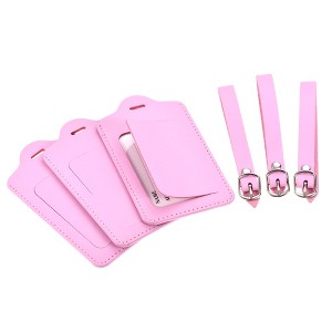 Unique Bargains Backpack PU Holders Identifier Card Luggage Tags with Strap 3 Pcs - 1 of 4