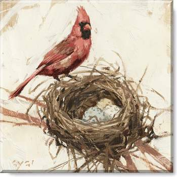 Sullivans Darren Gygi Cardinal On A Nest Giclee Wall Art, Gallery Wrapped, Handcrafted in USA, Wall Art, Wall Decor, Home Décor, Handed Painted