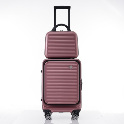20 inch hard shell luggage with front pocket and 360 ° swivel wheels, lightweight and suitable for outdoor travel and camping