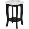 HomeStock Belmont End Table with Drawer and Slide Out Shelf, Sleek Faux Marble Top with Black Finish, Stylish Storage Table for Living Room - 2 of 4
