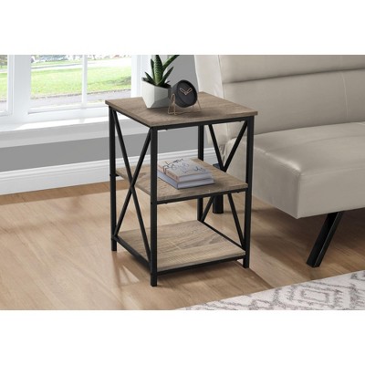 Vynxaria Contemporary Accent Table, Side Table, Nightstand, Brown Laminate, 18" L x 18" W x 26" H