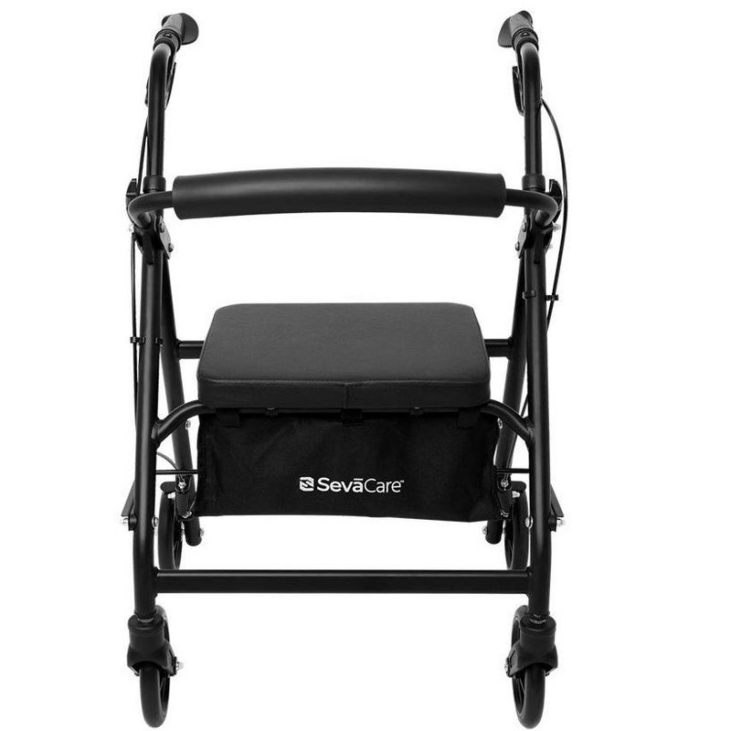 SevaCare by Monoprice Walker Roller, 4 x 6" Wheels, Dual Hand Brakes, Padded Backrest, 6063 T5 Aluminum Frame, up to 300lbxMax Load, 2 of 7