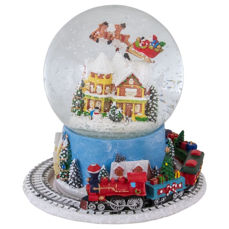 Northlight 6.5" Revolving House with Santa and Train Musical Christmas Snow Globe, 1 of 6