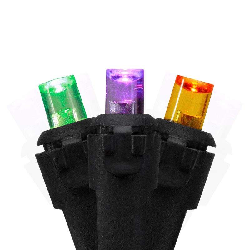 Northlight 50 Count Purple, Green and Orange LED Christmas Lights, 16 ft Black Wire, 1 of 4