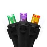 Northlight 50 Count Purple, Green and Orange LED Christmas Lights, 16 ft Black Wire