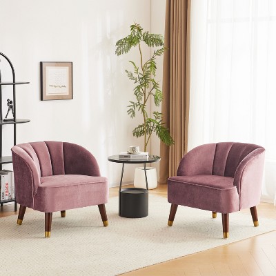 Christopher Knight Home Connor Contemporary Barrel Club Chair with Wooden Legs, 28" x 28"（Set of 2)