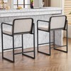 CAVINAS Bar Stools Set of 2, Boucle Fabric Counter Height Bar Stool Chair with Armrests and Metal Frame for Living Room, Dining Room - 2 of 4