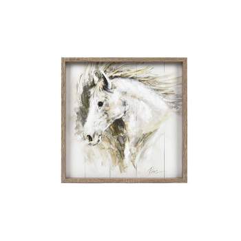 18" x 18" White Horse MDF Wall Art Cream - Prinz