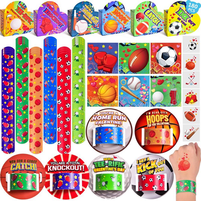 Fun Little Toys Valentine's Day Sports Themed Slap Bracelate Sticker Set, 1 of 8