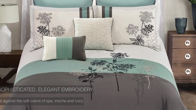 Emilie King Gray and Teal Microfiber Comforter Set