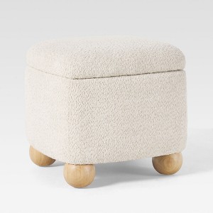 Walker Edison Contemporary Bouclé Upholstered Small Storage Ottoman - 1 of 4