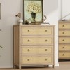 Drawer Rattan Dresser, Large Clothes Storage Cabinet Chest of Drawers, Wood Bedroom Dresser TV Stand for Nursery Living Room Hallway, Brown - 4 of 4