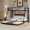 Okak Twin/Full Robust Metal Bunk Bed with Ladders & Rolling Trundle,Contemporary Bed Frame for Bedroom,Dormitory - 2 of 4