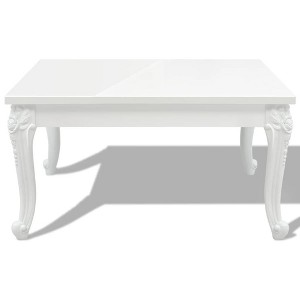 vidaXL Coffee Table End Table with Plastic Legs Side Table High Gloss White - 1 of 4