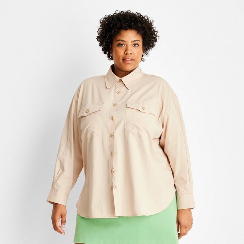 Plus size khaki skirt button clearance down