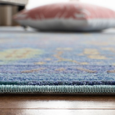 Serenity Blue Floral 27" Synthetic Area Rug