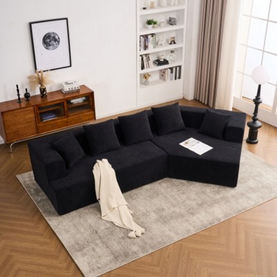 Modern Modular Chenille Sectional Sofa with Memory Foam,Deep Seat Comfortable 2-Seater Couch for Living Room, Bedroom, or Apartment–The Pop Home