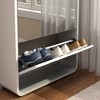 Modern Arc Design Shoe Cabinet with Full-Length Mirror Flip Drawers Shoe Rack Storage Cabinet Free Standing Shoe Rack Cabinet - 3 of 4