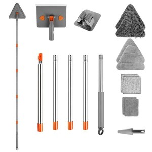Racxily 2 In 1 Baseboard Cleaner Mop, Wall Cleaner Mop W/ Squeegee Extendable Long Handle 8 Reusable Fiber Flannel Chenille Mop Pads 360¡ã Rotatable - 1 of 4