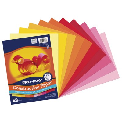 Tru-Ray Construction Paper, Warm Assorted, 9" x 12", 150 Sheets (Pack of 2)