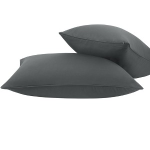 PiccoCasa Brushed Breathable Delicate Piping Roll Rim Zipper Closure Pillowcases 2 Pcs - 1 of 4