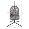 PAGED Indoor Outdoor Wicker Rattan Swing Chair with Pillow and C Type Bracket,Egg Chair for Patio,Porch,Garden,Black+Brown - 3 of 4