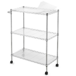 3-Tier Rolling Multifunctional Cart with Wheels, Kitchen Island Cart with Handles, Adjustable Shelves, Metal Mesh Cart - 1 of 4