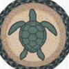 Earth Rugs Aqua Turtle Round Trivet – 10" Sea Life Print on Braided Natural Jute - 2 of 3