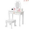 for Age 4-9 Girls' Vanity Table and Chair Set, Kids Makeup Dressing Table w/ Lights & Wood Makeup Playset, Kids Vanity Set w/ Mirror & Drawer - 2 of 4