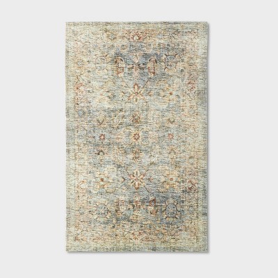 3'x5' Ledges Digital Floral Print Distressed Persian Style Rug Green - Threshold™ designed with Studio McGee