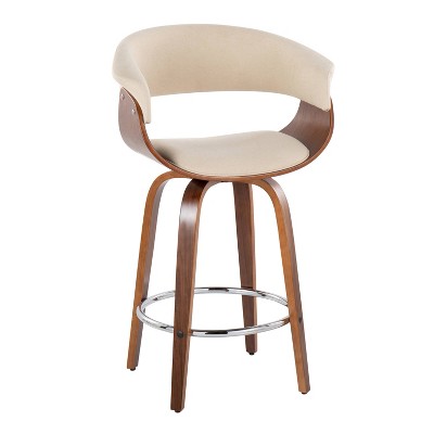 Beige Swivel Wood and Metal Counter Stool Set