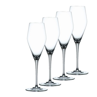 Nachtmann ViNOVA Champagne – Set of 4 Lead-Free 9.5 oz Diamond-Shaped Crystal Stemware with Point Design, Sophisticated Drinkware