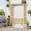 Outsunny Patio Garden Bench Arbor Arch with Pergola and 2 Trellises, 3 Seat Natural Wooden Outdoor Bench for Grape Vines & Climbing Plants - 2 of 4