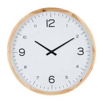Wood Wall Clock with White Backing Light Brown - Olivia & May
