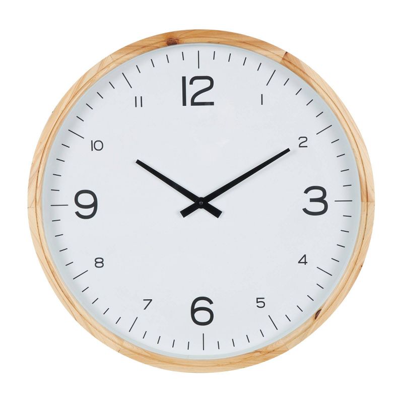 Wood Wall Clock with White Backing Light Brown - Olivia & May, 1 of 10