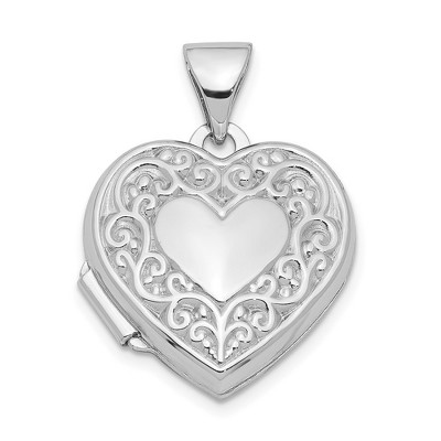 Black Bow Jewelry Sterling Silver 15mm Scroll Heart Locket