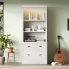 83.4-inch tall bookcase with LED lighting, equipped with 2 drawers and 3 open shelves, white. - 2 of 4