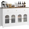 55 Inch Farmhouse Buffet Cabinet with Storage, Large Wood Narrow Kitchen Buffet Storage Cabinet for Dining Room Living Room - 4 of 4
